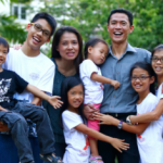 hugging family